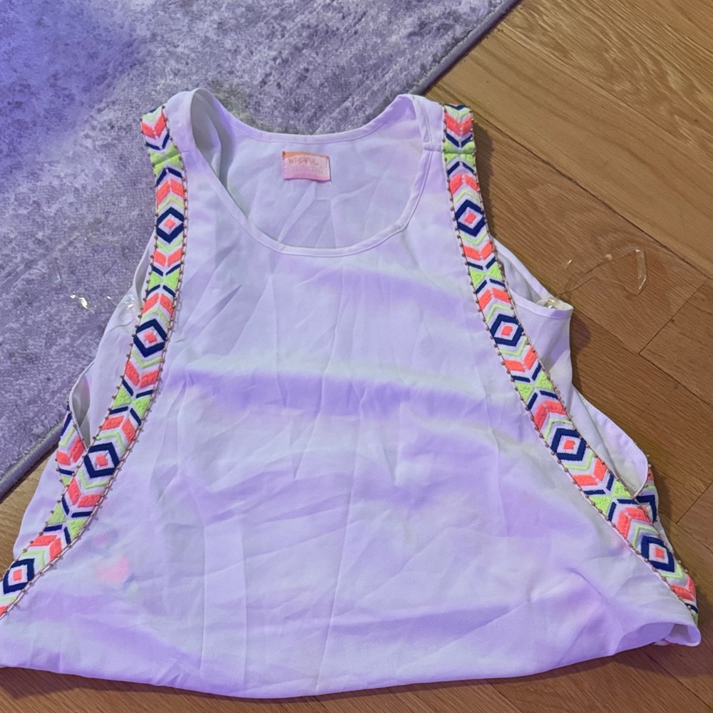 Wishful Thinking White Blouse tank top Size Large